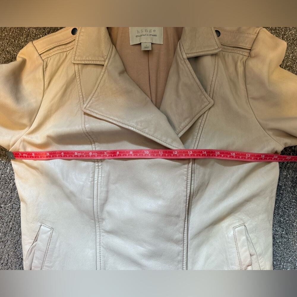 Hinge Real Leather Moto Jacket Beige Morn Size 1 - Picture 10 of 10